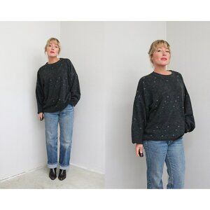 1990's Oversized Charcoal Sweater // Men's Large to Extra Large ~ Women's XXL XL